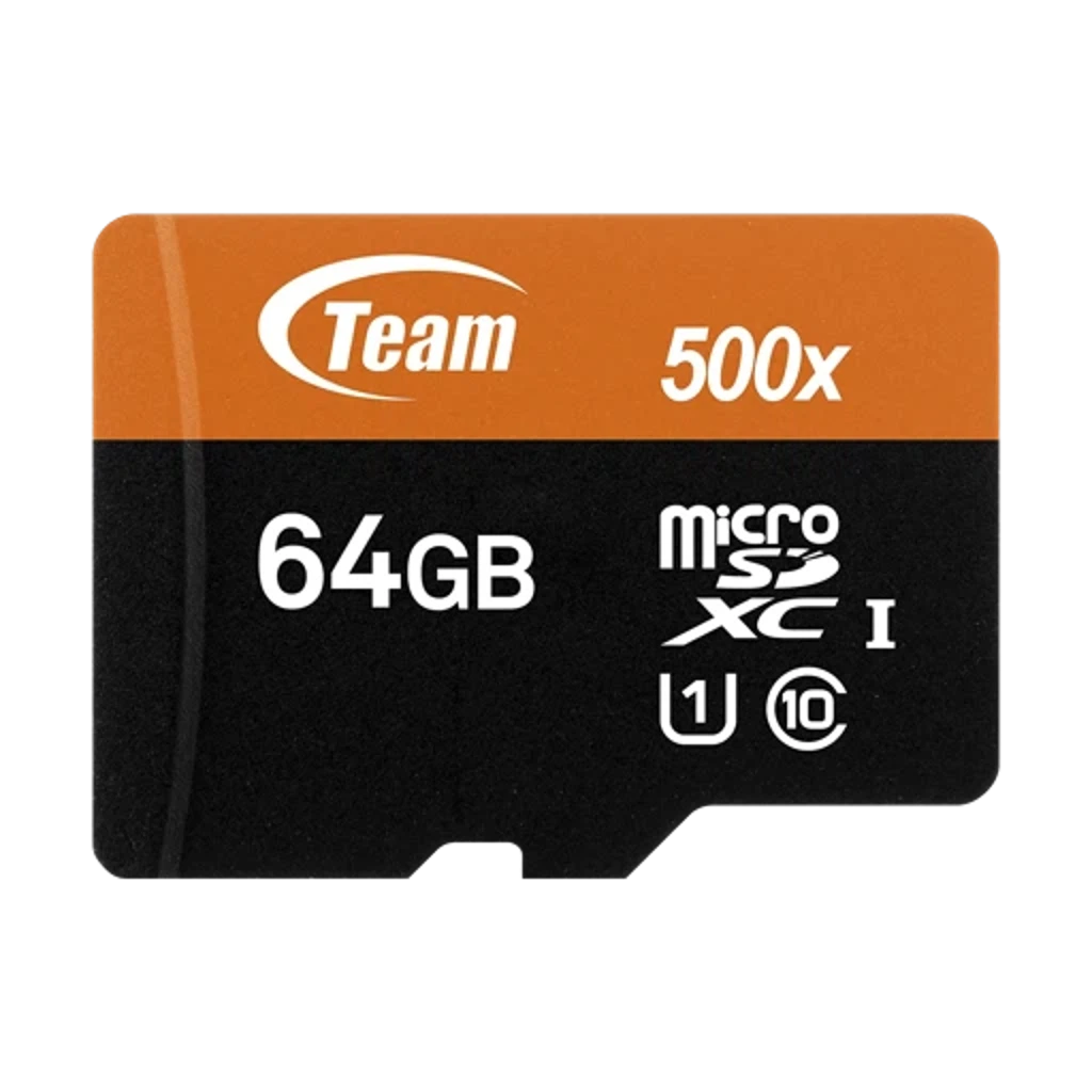 Team 64GB microSDXC UHS-I/U1 Class 10 Memory Card with Adapter, Speed Up to 80MB/s (TUSDX64GUHS03)