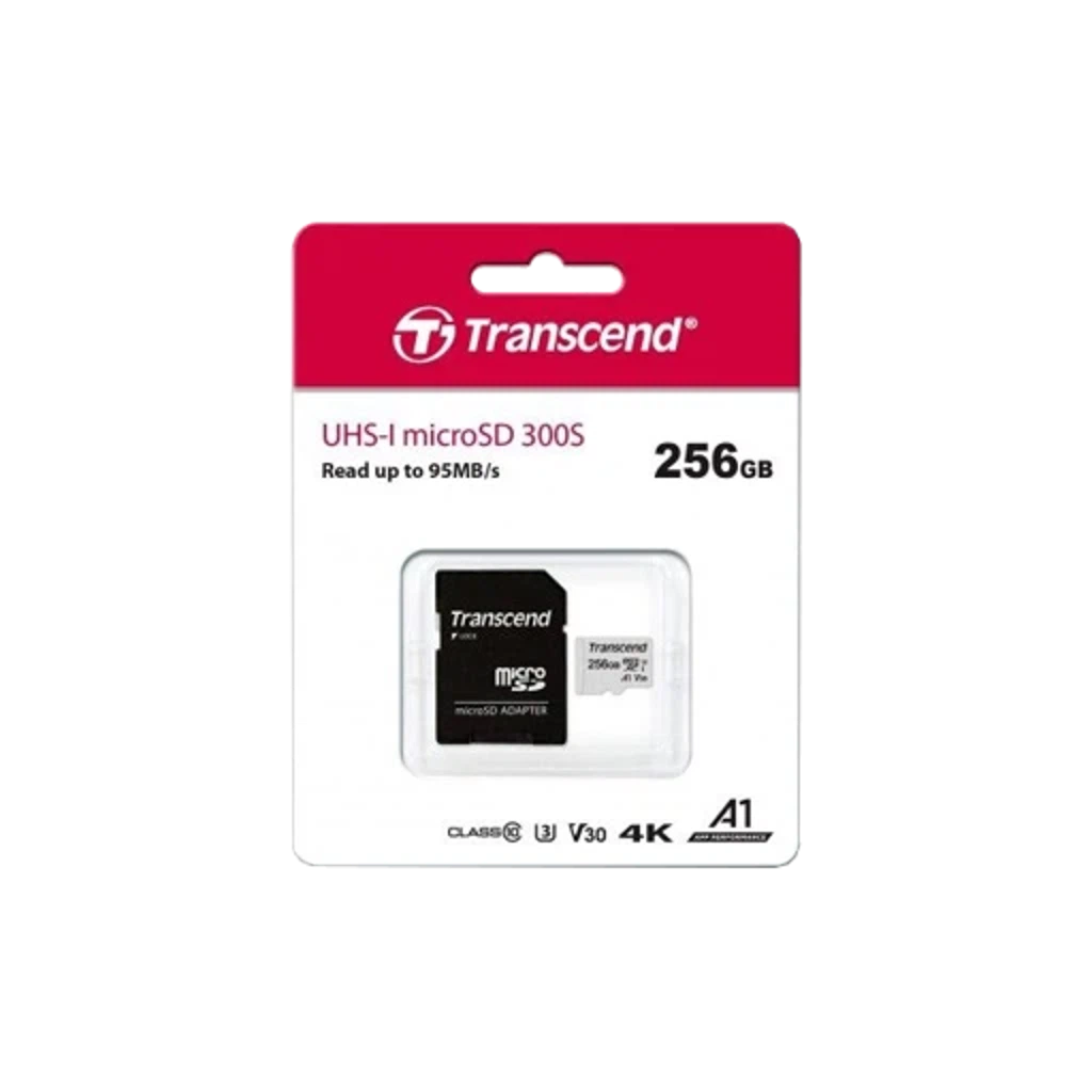 Карта памяти TRANSCEND MICROSDXC 256GB CLASS 10 UHS-I U3 V30 A1 300S + SD АДАПТЕР (TS256GUSD300S-A)