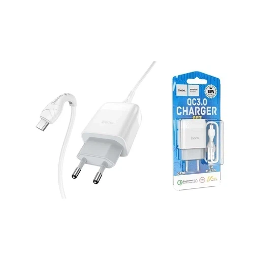 Сетевое зарядное устройство HOCO C72Q Glorius single port QC3.0 charger set USB 3000 mAh + кабель micro USB