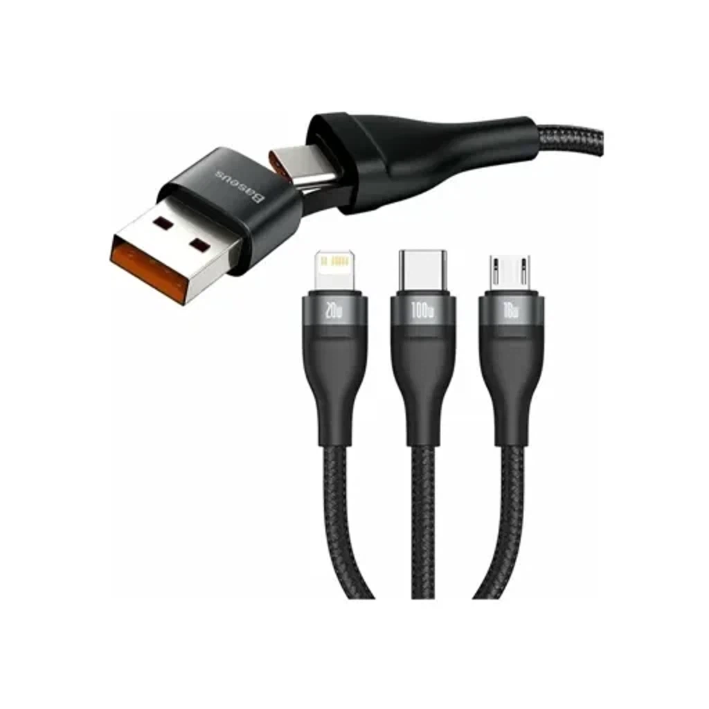Кабель Two-For-Three Fast Charging Cable Gray-Black 1.2 м